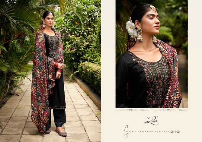 Black Special By Levisha Rayon Dress Material Catalog